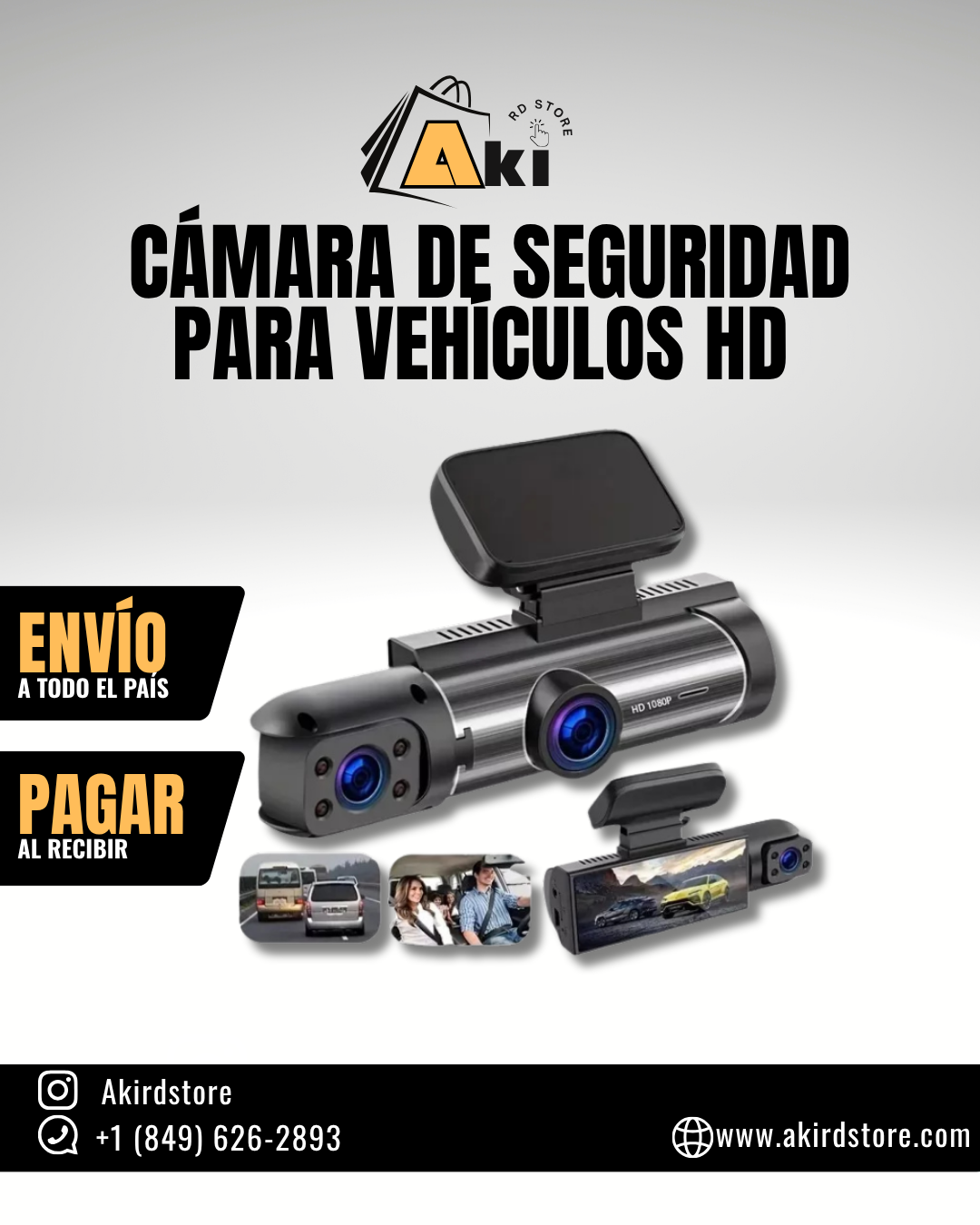 Cámara de Seguridad para Vehículos HD, Visión Nocturna, Grabación todo el día - ¡Protege tu coche 24/7 con la cámara autos de doble visión HD