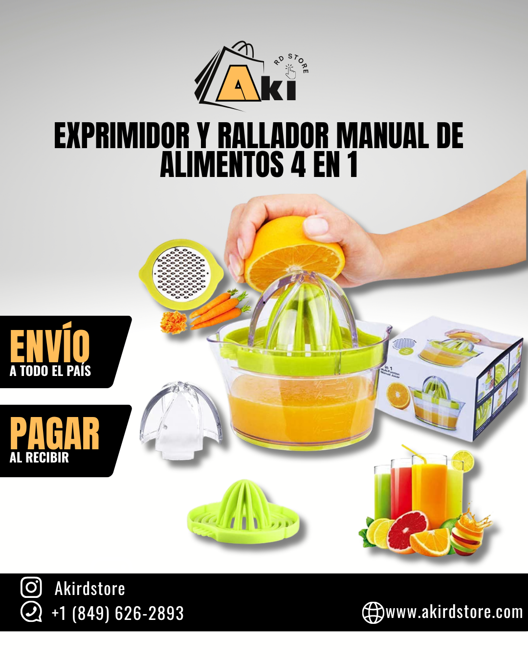 EXPRIMIDOR Y RALLADOR MANUAL DE ALIMENTOS 4 EN 1