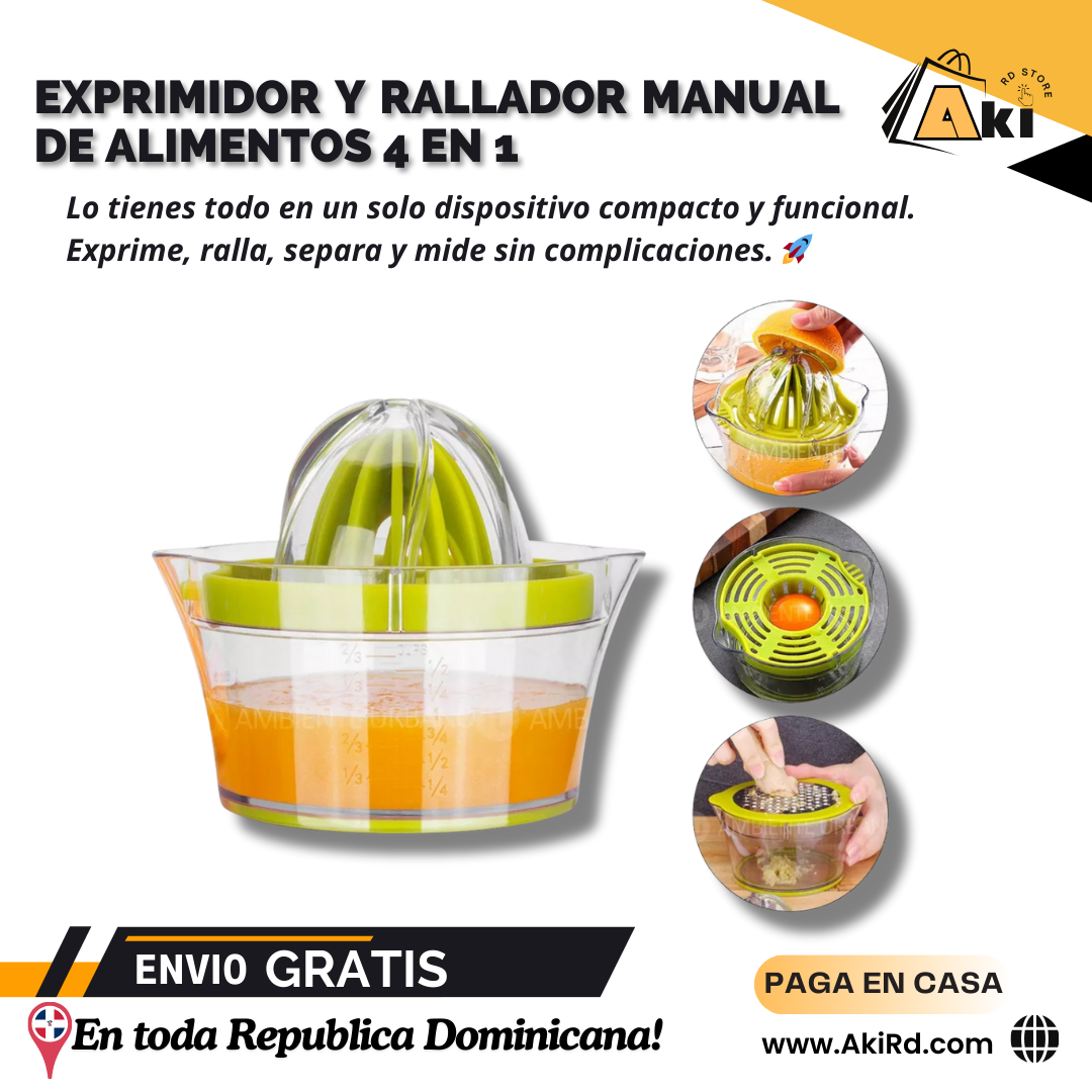 EXPRIMIDOR Y RALLADOR MANUAL DE ALIMENTOS 4 EN 1